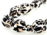 Pre-Owned Leopard Print Fabric Gold Tone Graduated Necklace