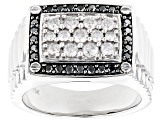 Pre-Owned Black And White Diamond 10k White Gold Mens Cluster Ring 1.00ctw