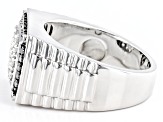 Pre-Owned Black And White Diamond 10k White Gold Mens Cluster Ring 1.00ctw