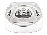 Pre-Owned Black And White Diamond 10k White Gold Mens Cluster Ring 1.00ctw