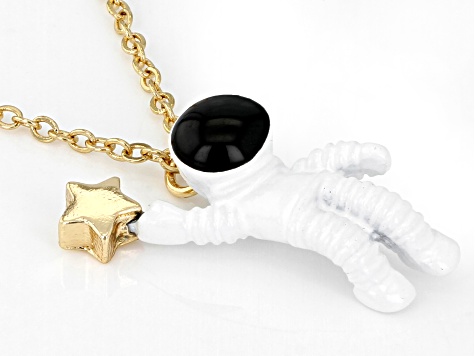 Gold Tone Astronaut Necklace - OPW275