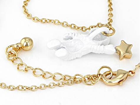 Gold Tone Astronaut Necklace - OPW275