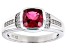 Pre-Owned Red Lab Created Ruby With White Zircon Rhodium Over Sterling Silver Men's Ring 2.31ctw