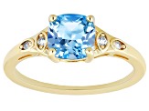 Pre-Owned Swiss Blue Topaz 18k Yellow Gold Over Sterling Silver Ring 1.52ctw