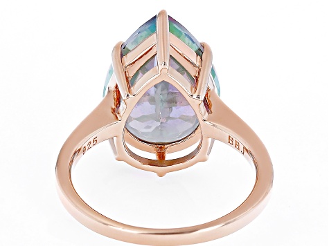 Pre-Owned Multi-Color Mystic Topaz® 18k Rose Gold Over Sterling Silver Solitaire Ring 8.38ct