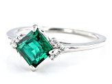 Pre-Owned Green Lab Created Emerald Rhodium Over Silver Ring 0.89ctw