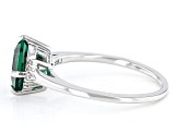 Pre-Owned Green Lab Created Emerald Rhodium Over Silver Ring 0.89ctw
