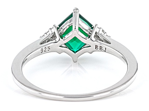 Pre-Owned Green Lab Created Emerald Rhodium Over Silver Ring 0.89ctw