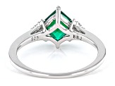 Pre-Owned Green Lab Created Emerald Rhodium Over Silver Ring 0.89ctw
