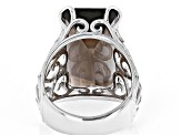 Pre-Owned Brown Smoky Quartz Rhodium Over Sterling Silver Solitaire Ring 15.00ct