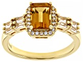 Pre-Owned Golden Citrine 18k Yellow Gold Over Sterling Silver Ring 1.51ctw