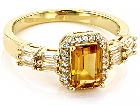 Pre-Owned Golden Citrine 18k Yellow Gold Over Sterling Silver Ring 1.51ctw