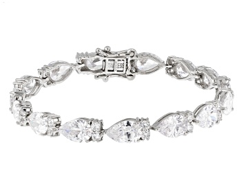 Picture of Pre-Owned White Cubic Zirconia Platinum Over Sterling Silver Tennis Bracelet 36.41ctw