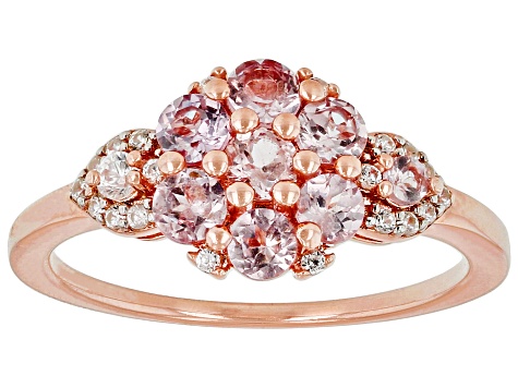 Pre-Owned Pink Color Shift Garnet 18k Rose Gold Over Sterling Silver Ring 0.87ctw