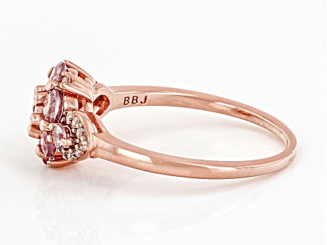 Pre-Owned Pink Color Shift Garnet 18k Rose Gold Over Sterling Silver Ring 0.87ctw