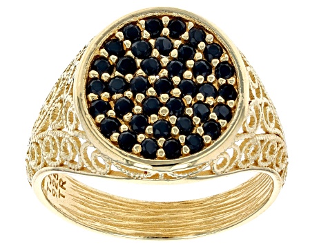 Pre-Owned Black Spinel 18k Yellow Gold Over Sterling Silver Ring 0.66ctw