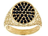 Pre-Owned Black Spinel 18k Yellow Gold Over Sterling Silver Ring 0.66ctw