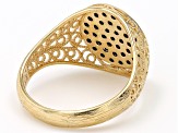 Pre-Owned Black Spinel 18k Yellow Gold Over Sterling Silver Ring 0.66ctw
