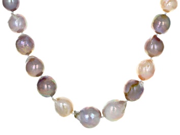 Picture of Pre-Owned Multi-Color Cultured Freshwater Pearl Rhodium Over Sterling Silver 24 Inch Necklace