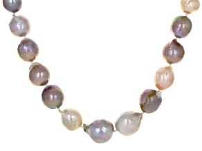 Pre-Owned Multi-Color Cultured Freshwater Pearl Rhodium Over Sterling Silver 24 Inch Necklace