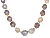 Pre-Owned Multi-Color Cultured Freshwater Pearl Rhodium Over Sterling Silver 24 Inch Necklace