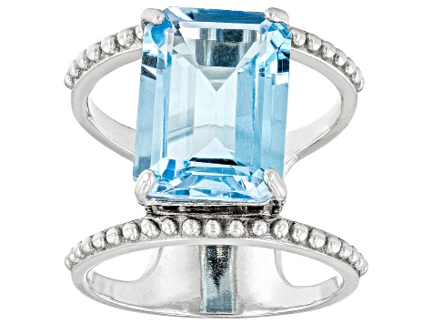 Pre-Owned Sky Blue Glacier Topaz Rhodium Over Sterling Silver Ring 7.75ct