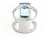 Pre-Owned Sky Blue Glacier Topaz Rhodium Over Sterling Silver Ring 7.75ct