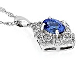 Pre-Owned Blue Tanzanite Rhodium Over Silver Pendant With Chain 1.28ctw