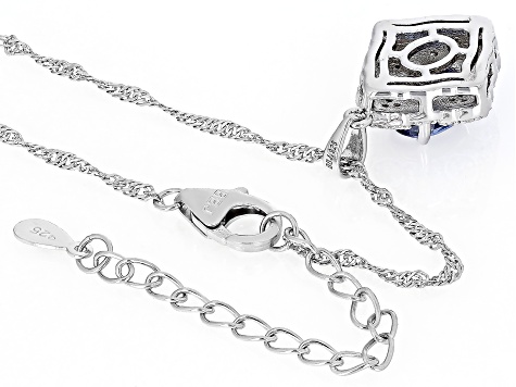 Pre-Owned Blue Tanzanite Rhodium Over Silver Pendant With Chain 1.28ctw