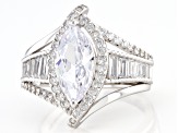 Pre-Owned White Cubic Zirconia Rhodium Over Sterling Silver Ring 4.05ctw