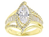 Pre-Owned White Cubic Zirconia 18k Yellow Gold Over Sterling Silver Ring 4.05ctw