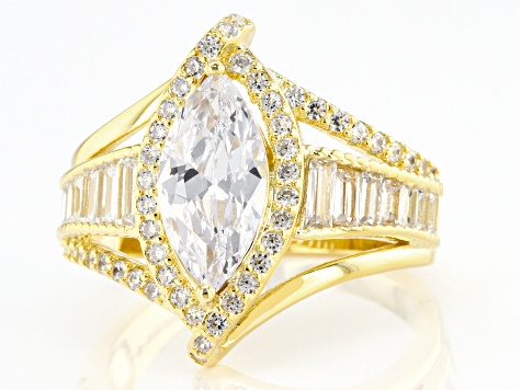 Pre-Owned White Cubic Zirconia 18k Yellow Gold Over Sterling Silver Ring 4.05ctw