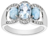 Pre-Owned Aquamarine Rhodium Over Sterling Silver Ring 1.18ctw