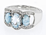 Pre-Owned Aquamarine Rhodium Over Sterling Silver Ring 1.18ctw