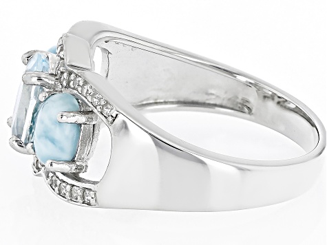 Pre-Owned Aquamarine Rhodium Over Sterling Silver Ring 1.18ctw