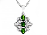 Pre-Owned Green Chrome Diopside Rhodium Over Silver Pendant With Chain 0.88ctw