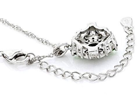 Pre-Owned Green Chrome Diopside Rhodium Over Silver Pendant With Chain 0.88ctw