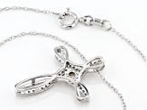 Pre-Owned White Diamond Rhodium Over Sterling Silver Cross Pendant With Chain 0.25ctw