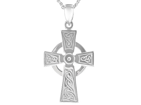 Pre-Owned Keith Jack™ Sterling Silver Celtic Cross Pendant with 18 Inch Chain