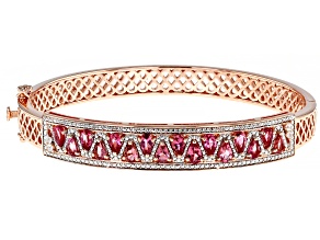 Pre-Owned Pink Tourmaline 18K Rose Gold Over Sterling Silver Bangle Bracelet 2.70ctw
