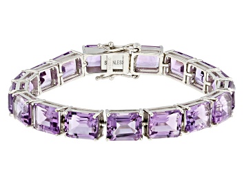 Picture of Pre-Owned Purple Amethyst Platinum Over Sterling Silver Tennis Bracelet 51.50ctw