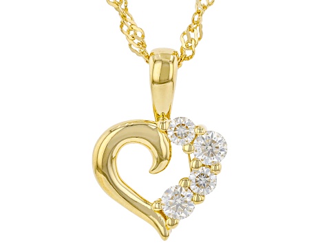 Pre-Owned Moissanite 14k Yellow Gold Over Sterling Silver Heart Pendant .32ctw DEW