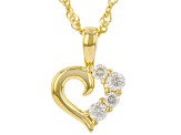 Pre-Owned Moissanite 14k Yellow Gold Over Sterling Silver Heart Pendant .32ctw DEW