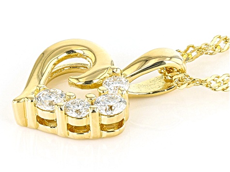 Pre-Owned Moissanite 14k Yellow Gold Over Sterling Silver Heart Pendant .32ctw DEW