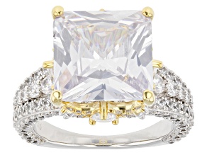 Pre-Owned White Cubic Zirconia Rhodium And 18k Yellow Gold Over Sterling Silver Scintillant Cut® Rin