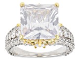 Pre-Owned White Cubic Zirconia Rhodium And 18k Yellow Gold Over Sterling Silver Scintillant Cut® Rin