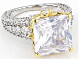 Pre-Owned White Cubic Zirconia Rhodium And 18k Yellow Gold Over Sterling Silver Scintillant Cut® Rin