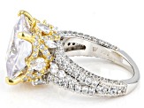 Pre-Owned White Cubic Zirconia Rhodium And 18k Yellow Gold Over Sterling Silver Scintillant Cut® Rin