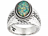 Pre-Owned Sea-renity Lab Created Opal Quartz Doublet Silver Ring