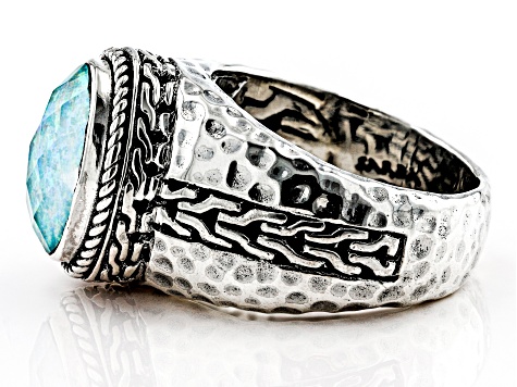 Pre-Owned Sea-renity Lab Created Opal Quartz Doublet Silver Ring